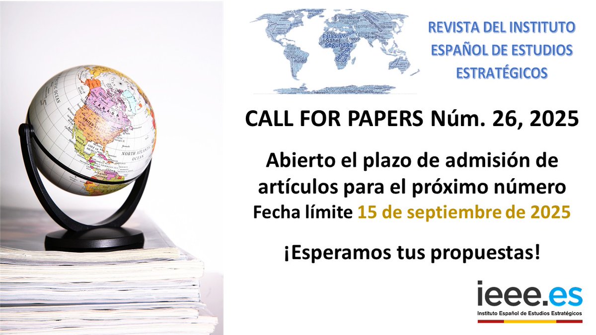 #RevistaIEEE
📢📰 ¡𝐀𝐛𝐢𝐞𝐫𝐭𝐨 𝐮𝐧 𝐧𝐮𝐞𝐯𝐨 𝐂𝐀𝐋𝐋 𝐅𝐎𝐑 𝐏𝐀𝐏𝐄𝐑𝐒!
✍️ ¿Quieres participar en el próximo número de nuestra revista científica?. 

Más información y detalles para el envío:
🔗 revista.ieee.es