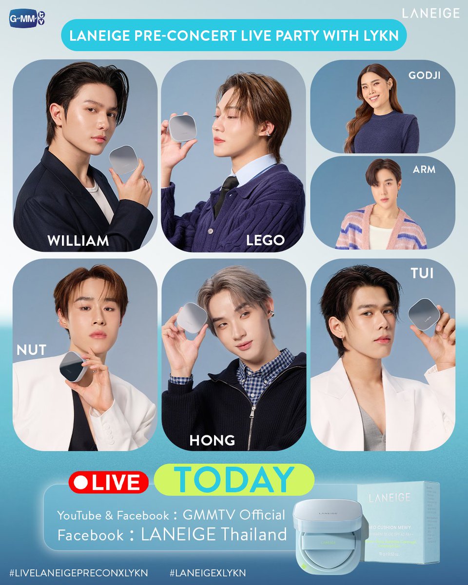 GMMTV's tweet image. ไหนขอเสียงคนอยากผิวฉ่ำสวย เป๊ะ ปัง หน่อยเร็วววว แล้วมาเจอกับ 5 หนุ่ม LYKN ใน “Laneige Pre-concert live party with LYKN” เตรียมผิวให้พร้อมก่อนไปเจอกันในคอนเสิร์ต LYKN DUSK & DAWN CONCERT
วันนี้ 6 โมงเย็น ทาง Facebook & YouTube : GMMTV Official และ Facebook : LANEIGE Thailand…