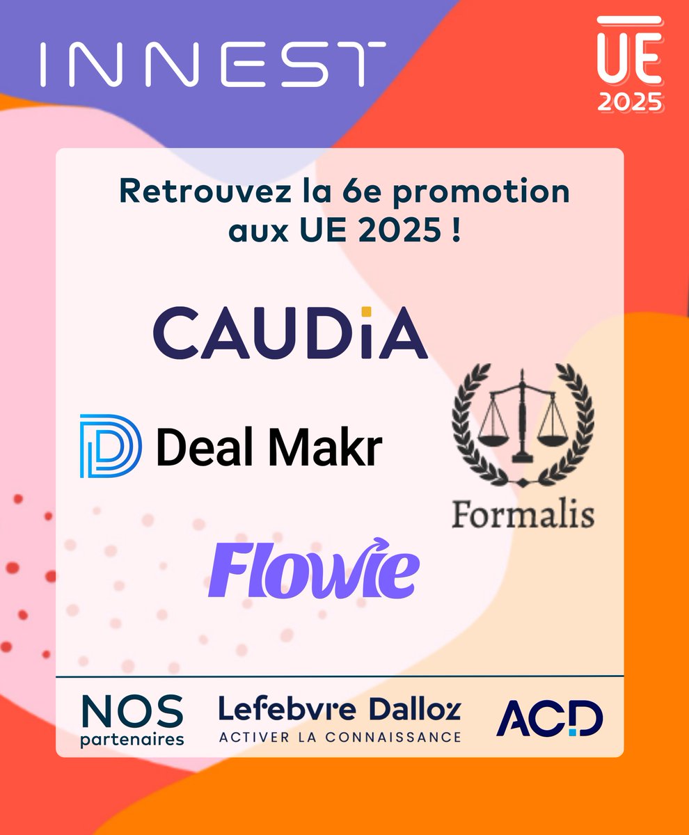 #UE2025 - Innest sera aux Universités d'été de
<a href="/OECParis/">OECParis</a>, du 9 au 11 septembre au Palais des Congrès de Paris ! 
Venez rencontrer nos startups Caudia, Deal Makr, Flowie et Formalis, tester leurs solutions et partager un café !☕️
🧷Inscription sur ue-profession-comptable.fr