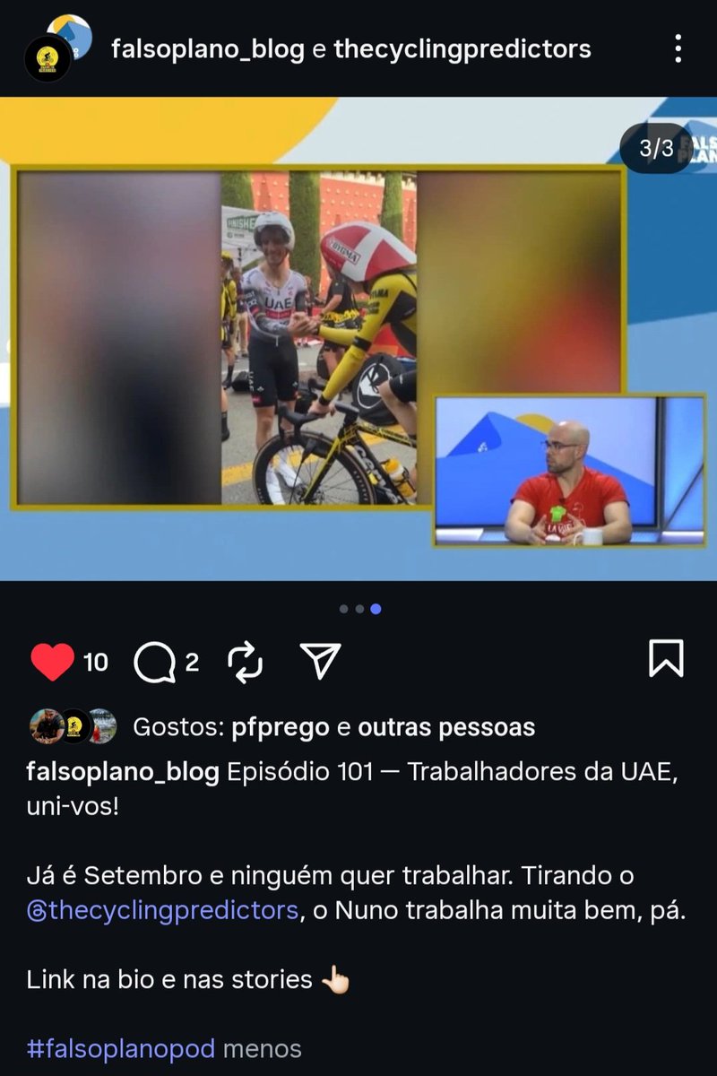 For my portuguese🇵🇹 followers:

Yesterday i was invited as a guest to the <a href="/falsoplanoblog/">falso plano</a> TV/Podcast show to talk about La Vuelta and l'Avenir races. It was a pleasure to be there and i strongly recommend you to check their page and their podcast they do an amazing work!

Links: