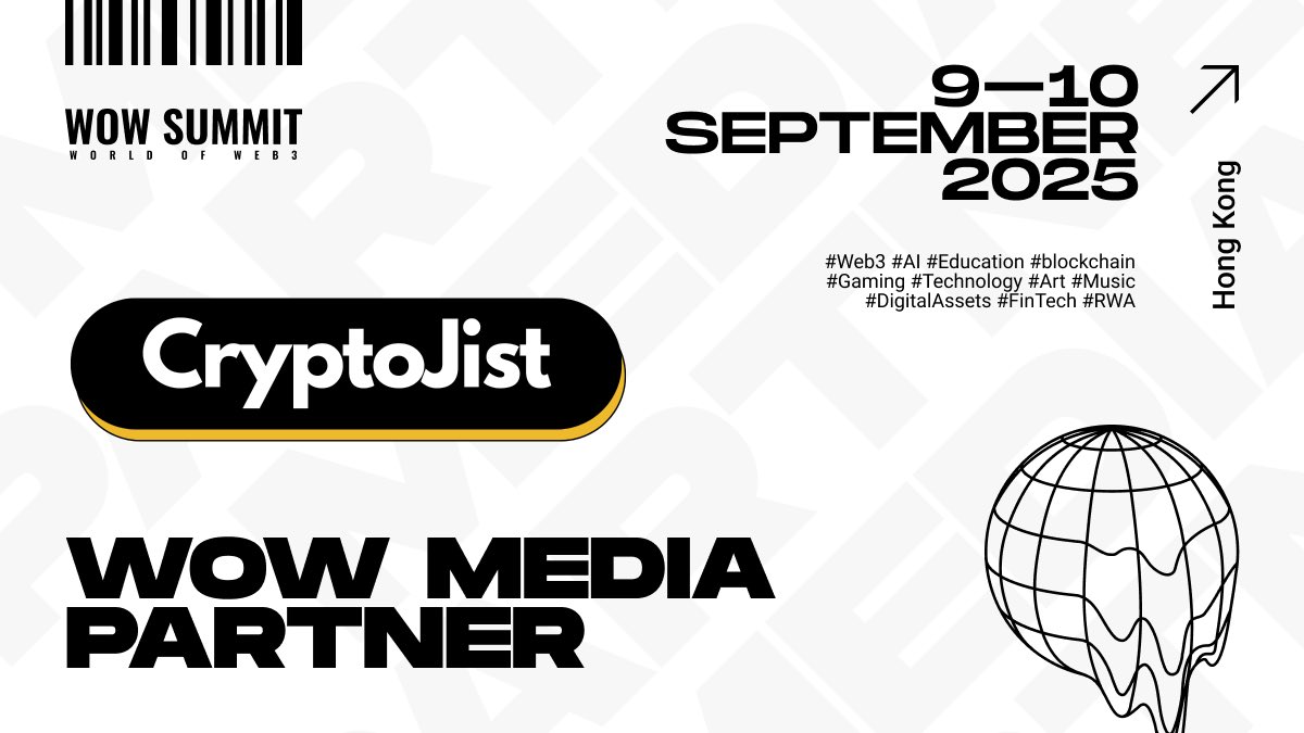WOW Summit (@wowsummitworld) on Twitter photo We are excited to welcome <a href="/CryptoJistHQ/">Crypto Jist</a> as an official Media Partner of WOW Summit Hong Kong 2025!
CryptoJist.com is a leading online platform dedicated to cryptocurrency news, market insights, and analysis. They bring the latest updates from the world of blockchain, We are excited to welcome <a href="/CryptoJistHQ/">Crypto Jist</a> as an official Media Partner of WOW Summit Hong Kong 2025!
CryptoJist.com is a leading online platform dedicated to cryptocurrency news, market insights, and analysis. They bring the latest updates from the world of blockchain,