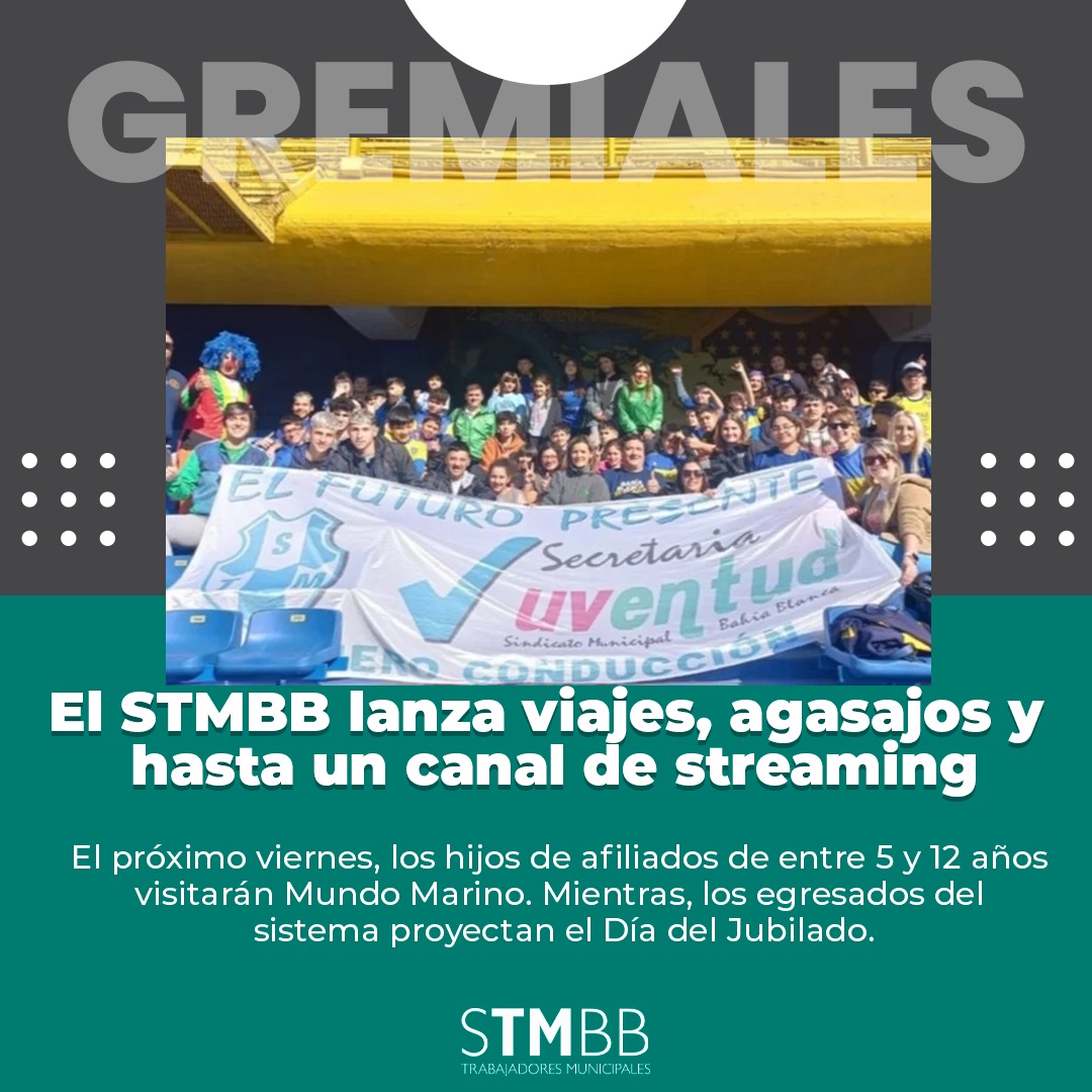 💡 #NoticiasGremiales

✍️ El STMBB lanza viajes, agasajos y hasta un canal de streaming

Con varios proyectos en marcha, el STMBB no detiene su marcha en pos de brindar más y mejores servicios para sus afiliados.

<a href="/Aguero_M_A/">Miguel A Agüero</a>