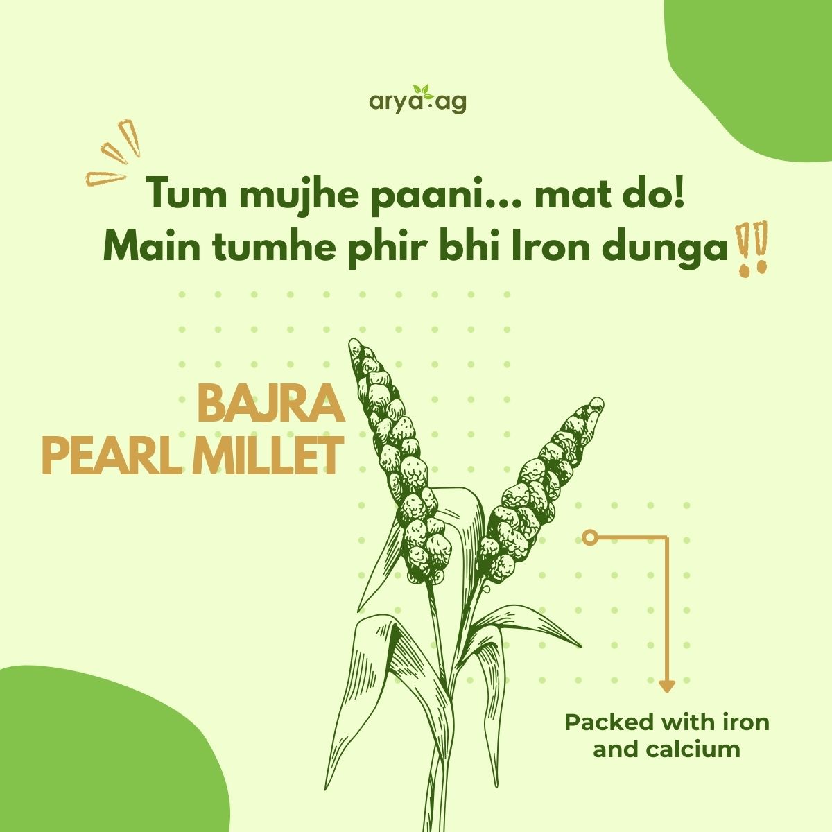 aryadotag's tweet photo. Bajra
Naam toh Suna hi hoga. Dekha bhi hoga. Khaaya bhi hoga.
But did you know that it’s rich in iron, packed with calcium, and naturally gluten-free?
This #NationalNutritionWeek (Sept 1–7), let’s include these grains in our diet.
#EatRightForABetterLife #NutritionWeek2025 #balanceddiet #AryaAG #AryaTech