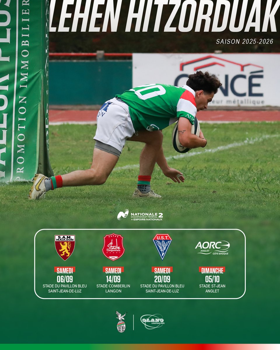 𝐏𝐑𝐄𝐌𝐈𝐄𝐑𝐒 𝐑𝐃𝐕 🦅

4 premiers rendez-vous, 3 derbys...🔥

🪪 Réservez votre place pour la réception de Mauléon ce Samedi : sjlo-rugby.com/billetterie

🟢🔴