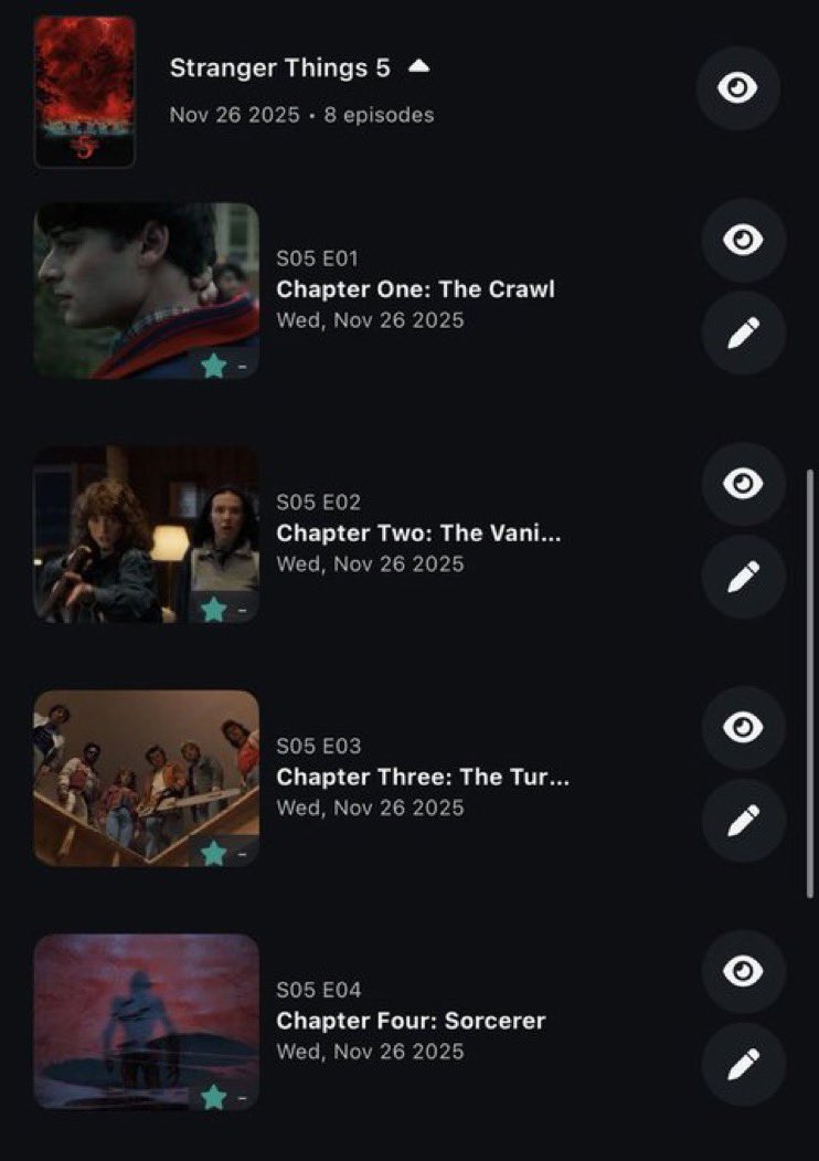 SThingsMeme's tweet photo. Stranger Things 5 Episodes thumbails has been listed by a website https://t.co/vHBwC368dt