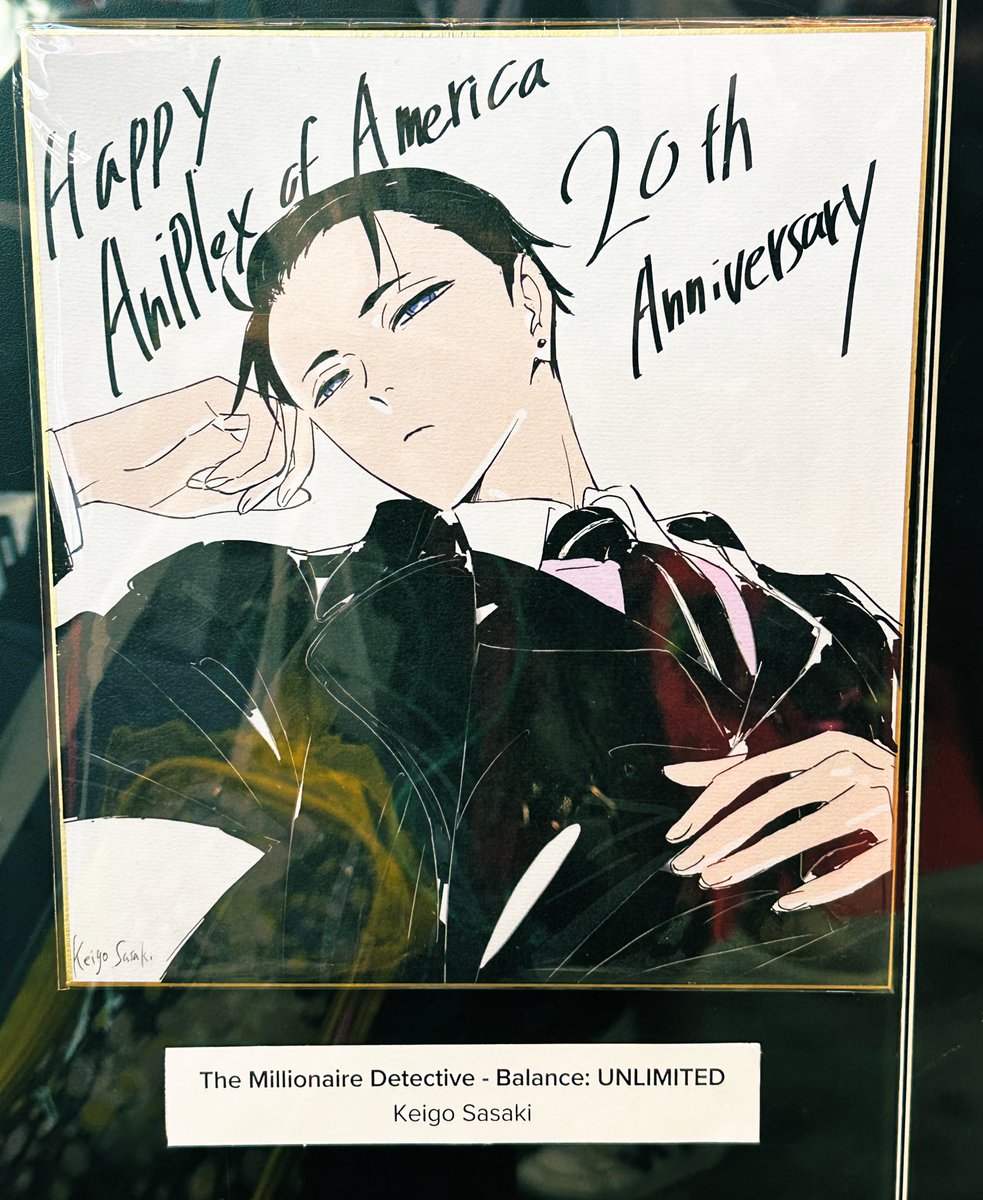 8月21-24日にニューヨークで開催された「Anime NYC」に行ってきました！一番驚いたことはなんと「Aniplex USA」の20周年記念コーナーで「富豪刑事BUL」の作監・キャラデザインの佐々木啓悟さんから新規書き下ろしの麗しい大助様が！！🥹🙏❤️

Saw a new art of FKBU at ANYC!!😭