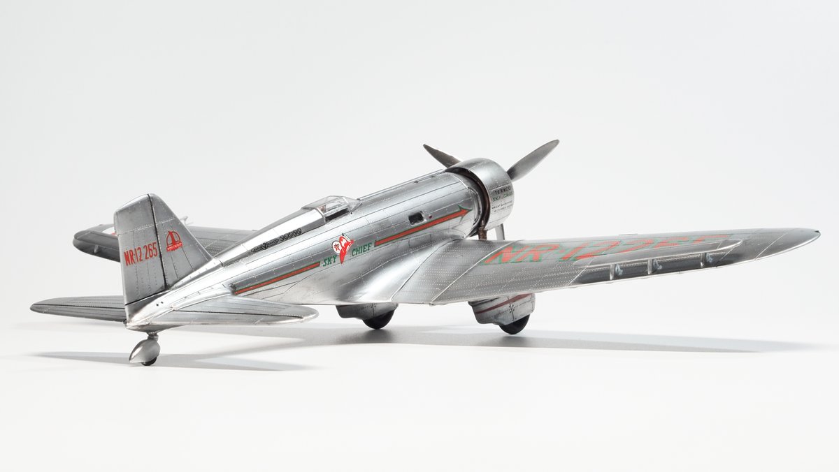 Williams Brothers 1/72
Northrop Gamma 2A "Sky Chief" ［完成その1］

完成しました!
1933年 パイロット：Frank Hawks
ロス → N.Y. 13時間26分15秒 大陸横断無着陸飛行記録

筋彫り・リベット等、色々やって解像度を上げました。
“スカイ チーフ”のネーミングもアメリカンなカッコ良さ!