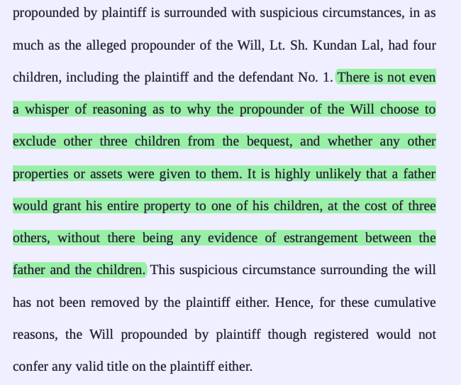 This #SupremeCourt judgment alerts all those who are drafting a Will:

If you want to exclude close relationships from the bequest, please give some reasoning for that.