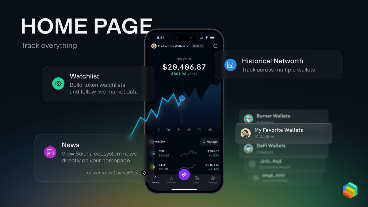 Step Wallet Homepage showcasing net worth tracking and features