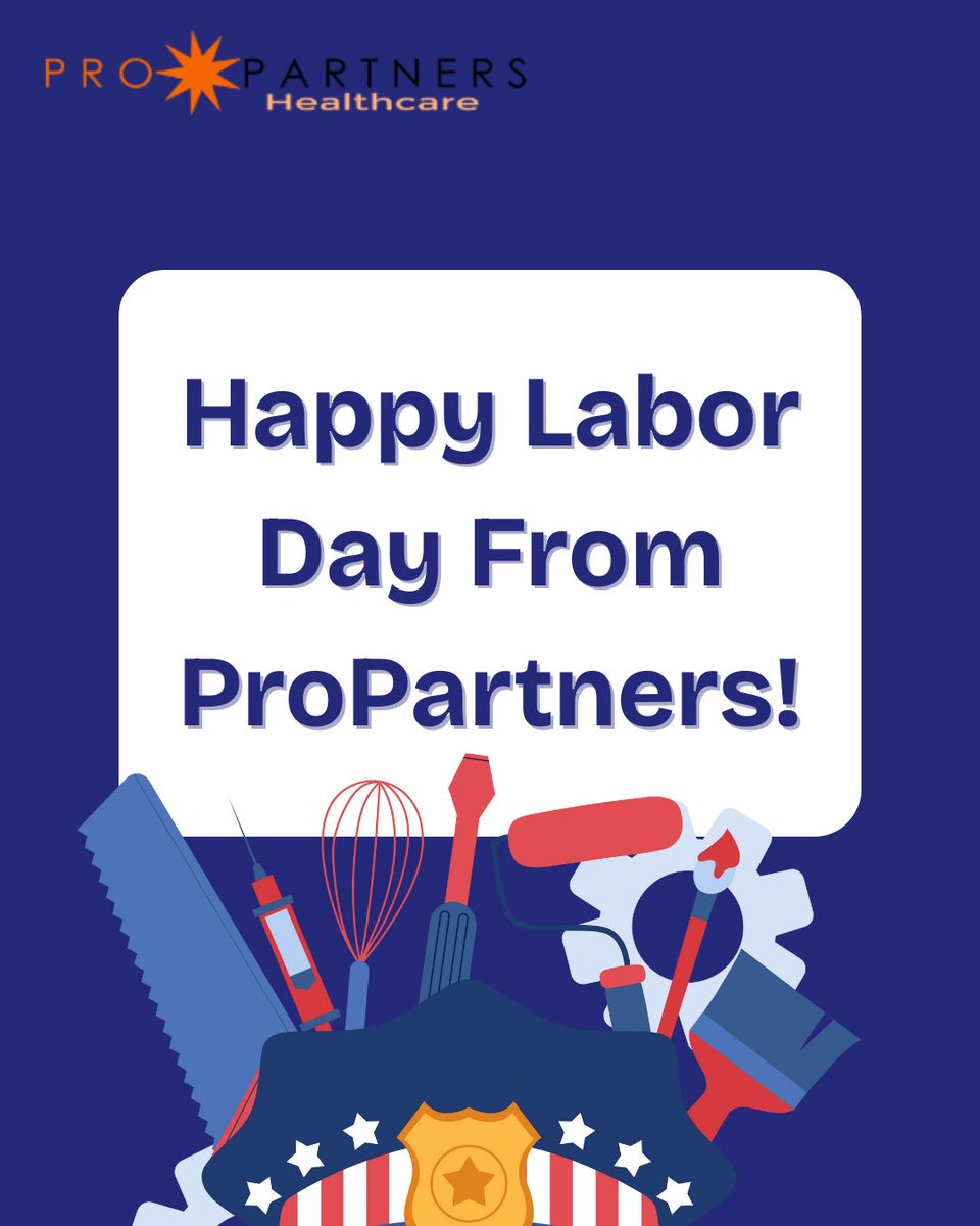 ProPartnersHC's tweet image. This Labor Day, we celebrate the hardworking spirit of our community and remain committed to making healthcare more accessible, personal, and dependable, whenever you need it.

Enjoy a safe and restful holiday! 💙