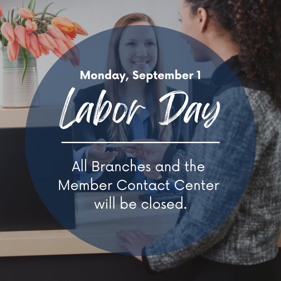 In honor of Labor Day, all CommonWealth One branches &amp; our call center will be closed Mon, Sept. 1.

✅ Online &amp; Mobile Banking available 24/7
✅ Reopening Tues, Sept. 2

Wishing you a safe &amp; relaxing holiday weekend!
