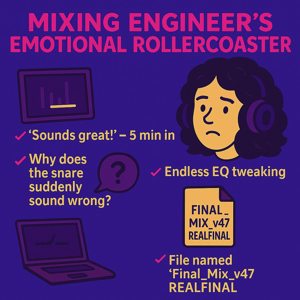 I’m in the middle of mixing my 6-track solo EP, and honestly, it’s the perfect reflection of how I feel right now 😅
One moment everything sounds perfect, and the next day it’s a complete mess to my ears…
Has that ever happened to you too? 🥲

#producerlife #spaceypanda