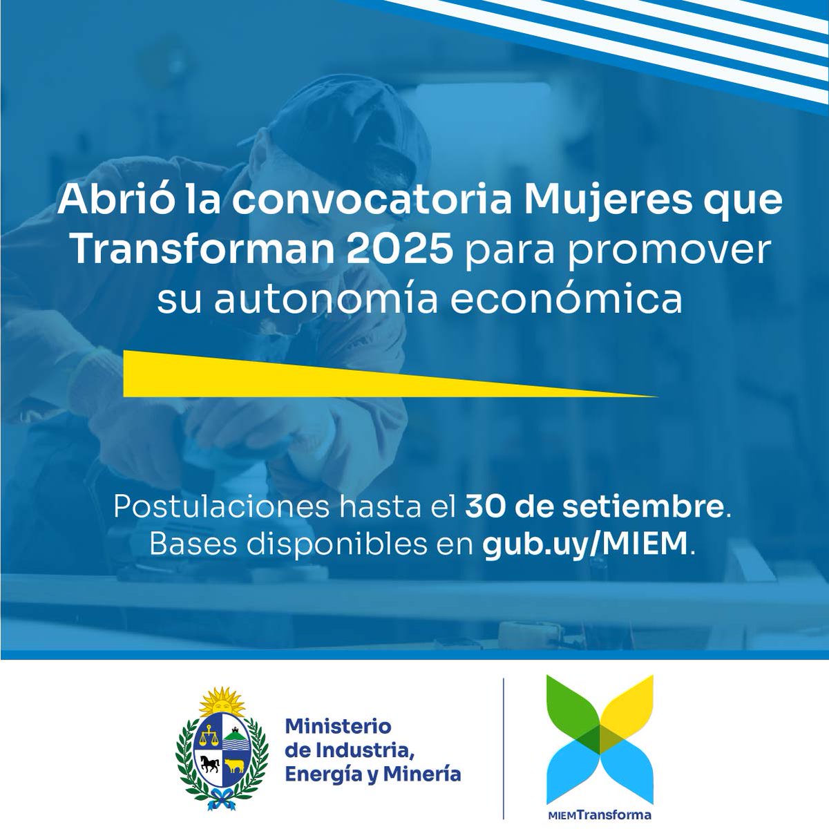 👩‍🏭 El MIEM otorgará fondos por hasta $ 450.000 a mujeres que lideran mipymes del sector productivo 👩‍🦳.

☑️ Incluye proyectos que promuevan innovación, competitividad y mejoras en las empresas.

📆 Plazo hasta el 30 de setiembre.

¡Informate!: 
➡️ acortar.link/MujeresQueTran…