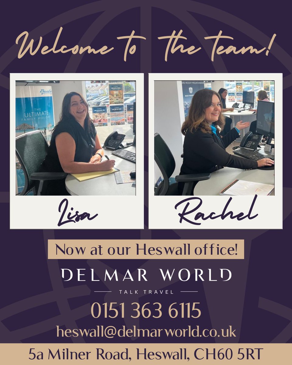 Exciting news 🎉 Lisa &amp; Rachel join our Heswall office today!

Lisa (from Oxton Travel) &amp; Rachel bring huge experience &amp; passion for creating amazing journeys. ✈️🌍

Say hello &amp; discover the Delmar Difference in Heswall! 
#DelmarWorld #LuxuryTravel