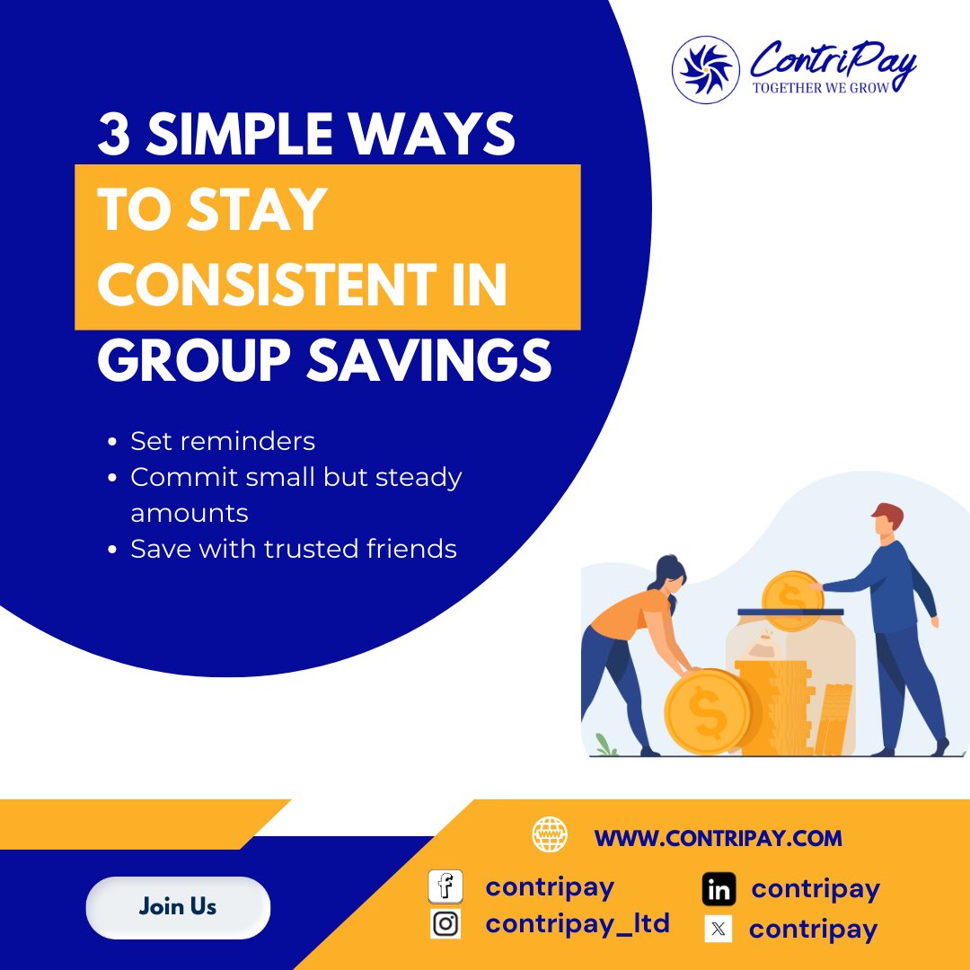 contripay's tweet image. Consistency is the key to successful group savings.💰✨

With ContriPay, staying on track becomes easier for you and your circle.🔂

Join the waitlist → contripay.com/waitlist

#ContriPay 
#smartsavingtips 
#MondayMotivation
#GroupSavings
#ROSCA