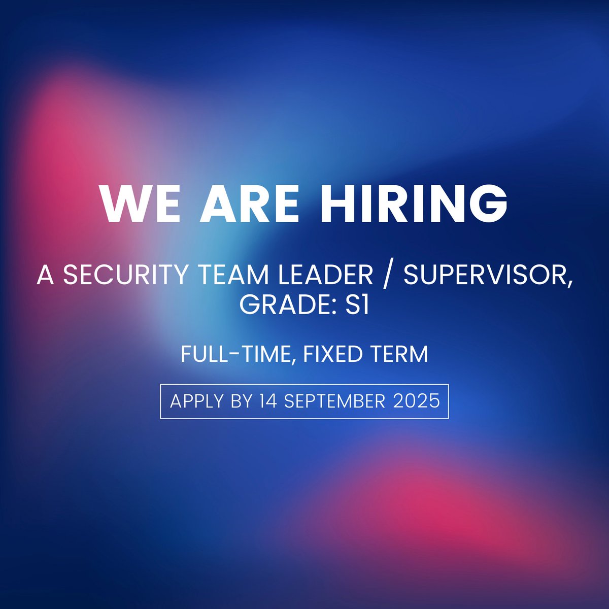 British Embassy Muscat has a vacancy for:
Security Team Leader / Supervisor

Details available on: ow.ly/6AxE50WbpJP
Application deadline: 23:55 on 14 September 2025.