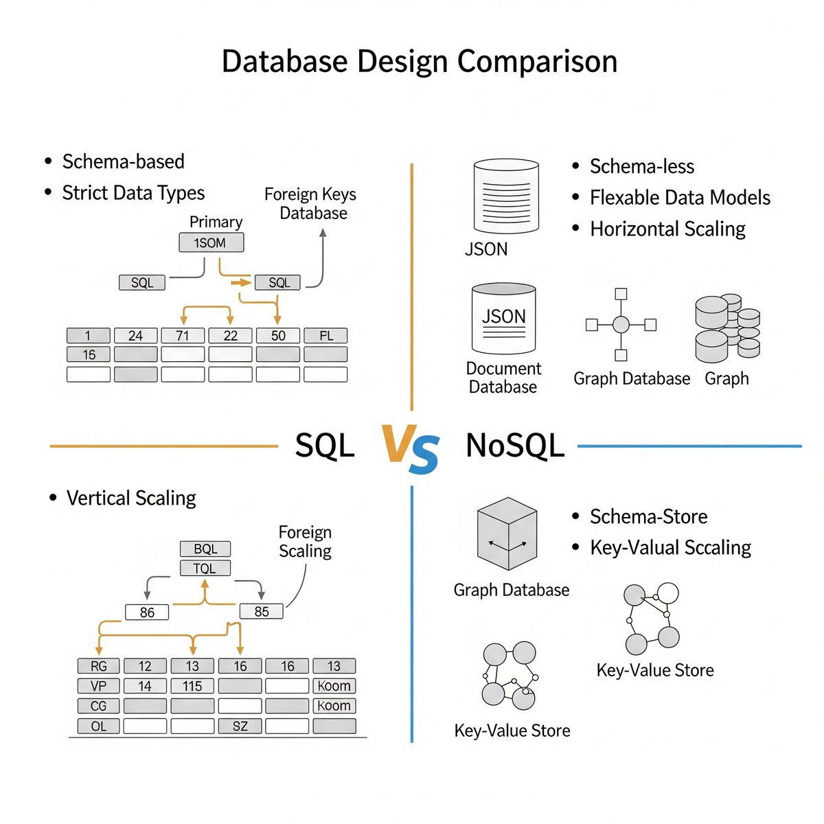 e_opore's tweet image. Database Design (SQL & NoSQL)
• What is Database Design?
Database design is the process of structuring data in a way that supports efficient storage, retrieval, and management. It involves choosing the right database type (SQL or NoSQL), defining relationships, and ensuring…
