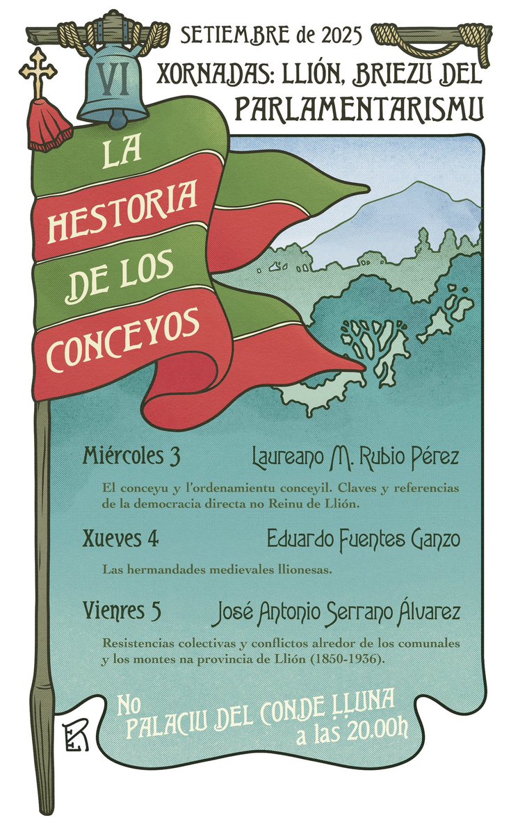 Cartelín para la sexta edición de las jornadas “Cuna del parlamentarismo",centradas en los concejos.