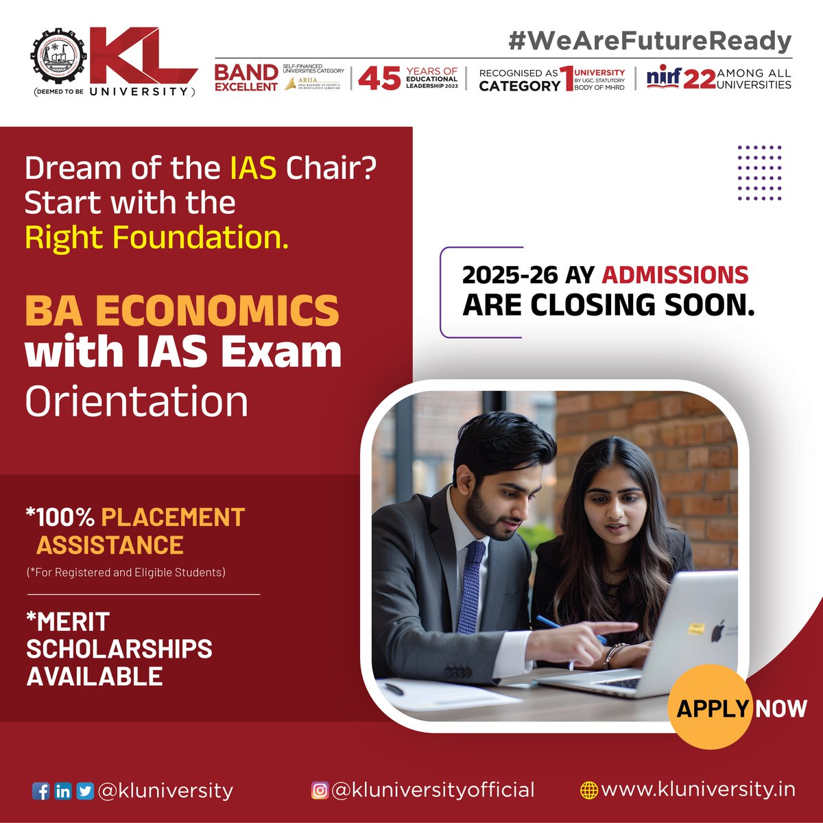 kluniversity's tweet image. KL University’s B.A. Economics with IAS Orientation combines economics expertise with civil service exam prep, ideal for those aiming for academic excellence and a career in governance.

kluniversity.in/admissions-202…

#KLU #baeconomics #iasorientation #KLUniversity #futureleaders
