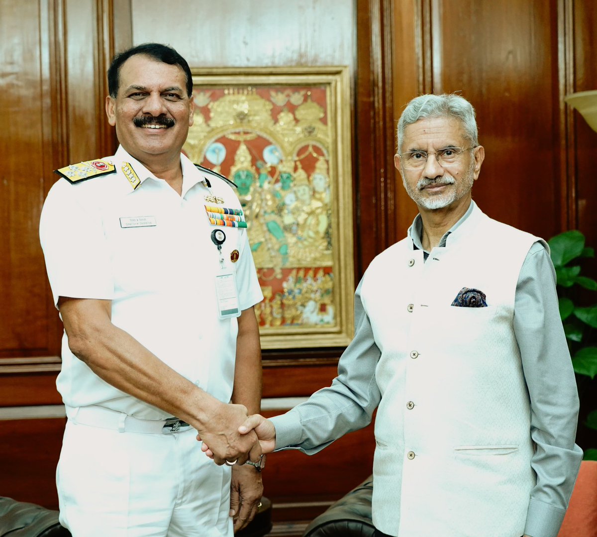 Received CNS Admiral Dinesh K. Tripathi for a courtesy call today in Delhi.