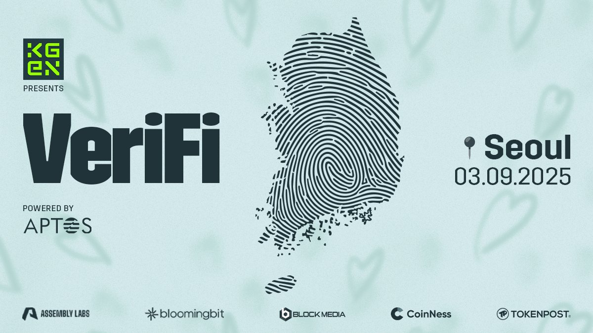 KGeN 🟩 (@kgen_io) on Twitter photo Hey <a href="/Aptos/">Aptos</a> 👋
Are we ready to VeriFi Seoul?
Join us as we bring KGeN’s mission, community and partners together to South Korea!
This one's going to be massive — RSVP below: Hey <a href="/Aptos/">Aptos</a> 👋
Are we ready to VeriFi Seoul?
Join us as we bring KGeN’s mission, community and partners together to South Korea!
This one's going to be massive — RSVP below:
