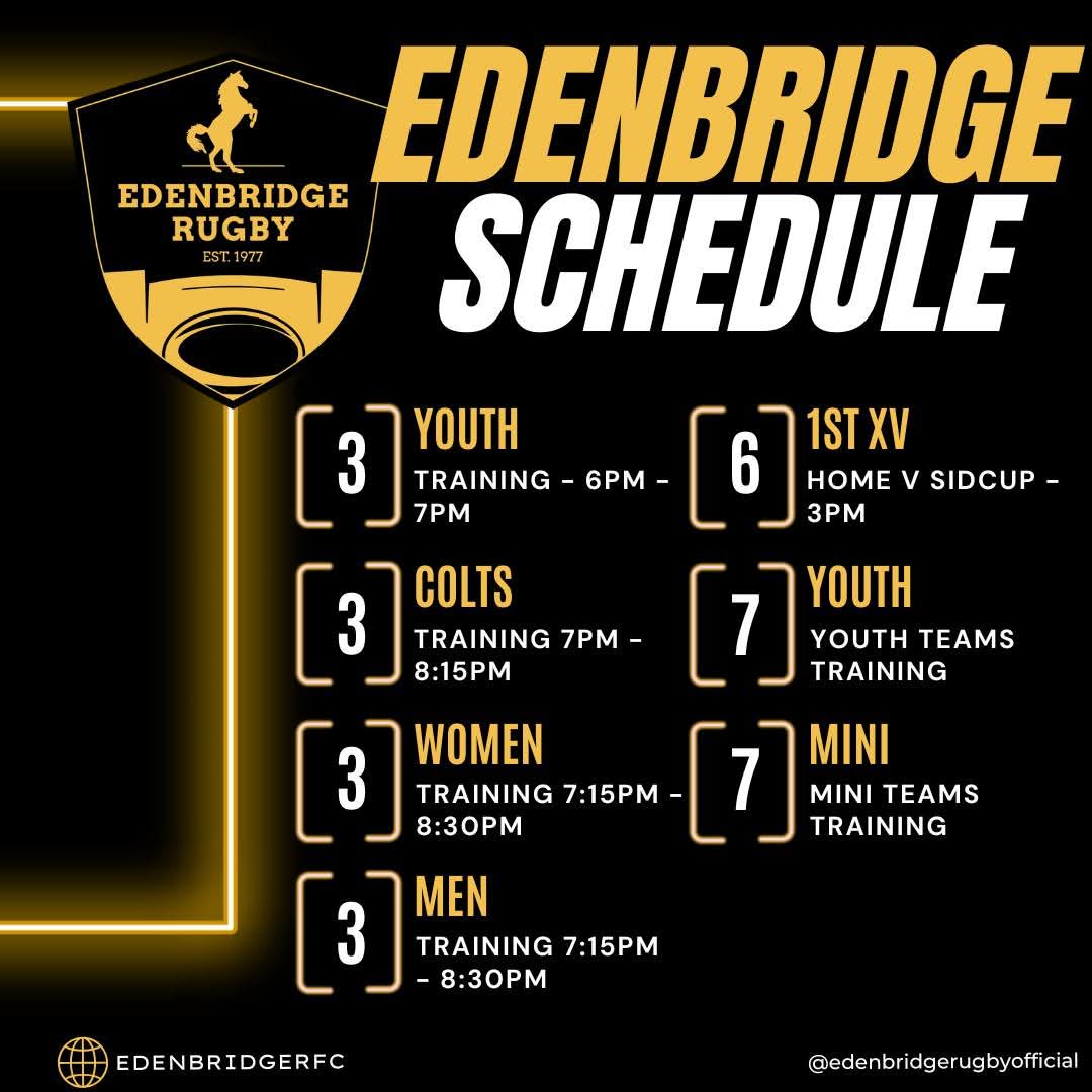 We are nearly there, the start of the rugby season is upon us 😊

Training continues this week and our 1st XV welcome Sidcup to the rec for their first home game of the season.

#Rugby #newseason #rugbytown #Training #TrainWithPurpose #edenbridge #rugbyclub #exciting #letsgo