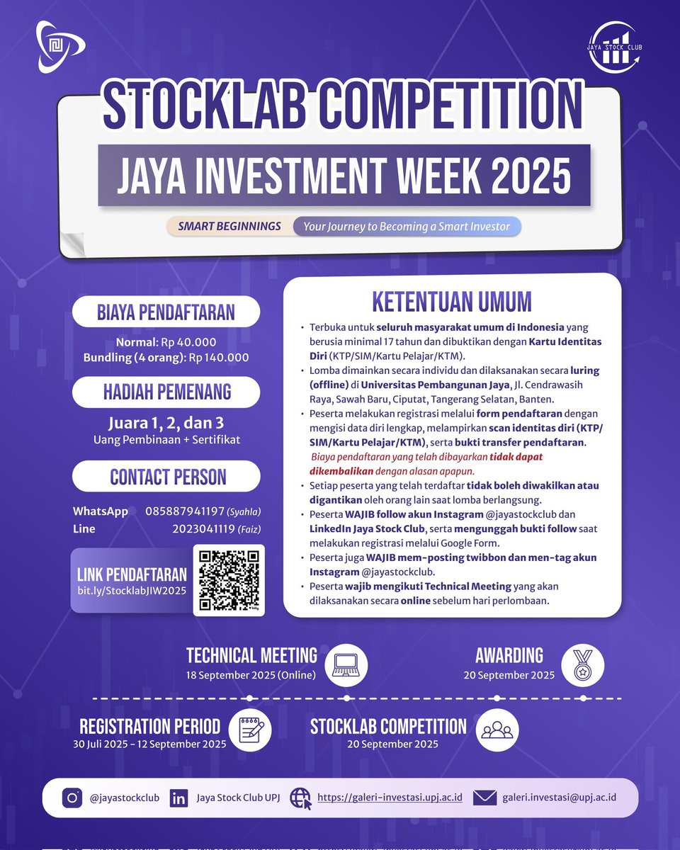 chlcherries's tweet photo. 🚨‼️ INFO LOMBA STOCKLAB 🚨‼️
Kompetisi ini pas buat kamu yang ingin mengenal pasar modal lewat permainan edukatif berbasis kartu saham! Terbuka untuk pelajar, mahasiswa, dan umum di seluruh Indonesia. Buat temen-temen yg tertarik boleh langsung dm aku yaah see you 👋🏻 https://t.co/SIHZjGyq6n
