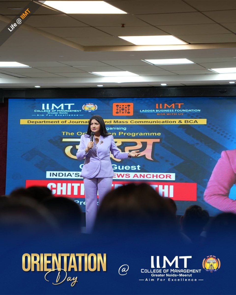 iimtnoida's tweet image. The energy was electric at the IIMT College of Management Orientation!
We were honored to have the esteemed Ms. Chitra Tripathi, Vice President of ABP News, shares her wisdom and inspires a new batch of future leaders.

#orientation #IIMT #IIMTGreaterNoida #CollegeLife