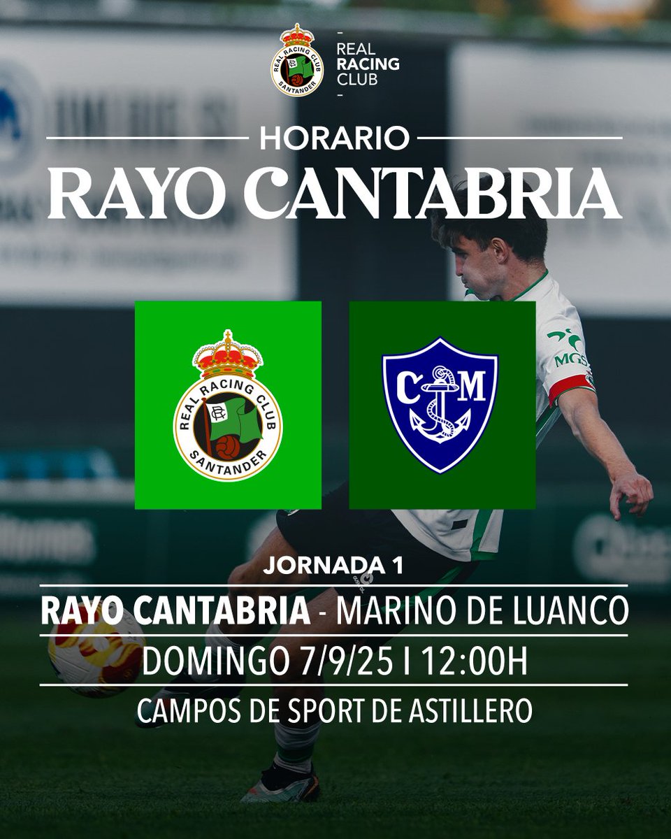 ⚡️ El #RayoCantabria estrena ante el <a href="/MarinoLuanco/">Club Marino de Luanco ⚓</a> la campaña 2025/26

🕛 El encuentro se disputará en los Campos de Sport de Astillero el domingo a las 12

📝 realracingclub.es/noticias/el-ra…

#CanteraRRC