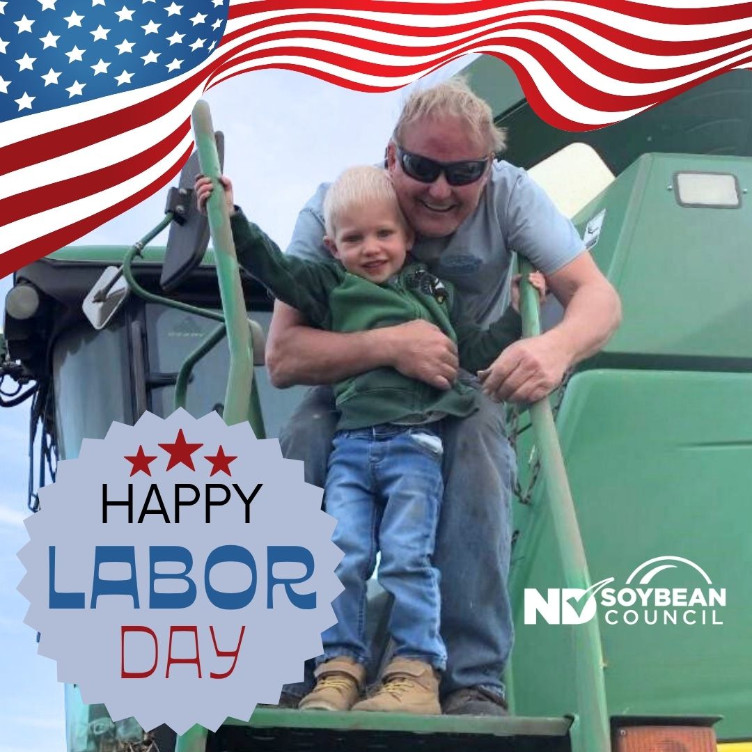 Happy Labor Day from the North Dakota Soybean Council! 🌱 Today we’re grateful for the hard work of farmers and their families, like our secretary Milo Braaten of Portland and his grandson, who keep the land thriving and teach the next generation to carry on the tradition. Thank