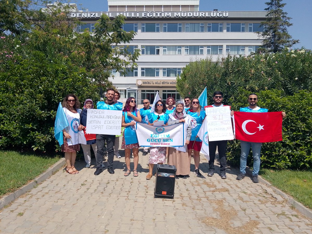 Emeğimize, onurumuza, geleceğimize sahip çıkmak için Denizli İl Milli Eğitim Müdürlüğü önünde bir araya geldik ve toplu sözleşme süresinde görmezden gelinen  taleplerimizi güçlü bir şekilde haykırdık #EğitimGücüSenAlanda