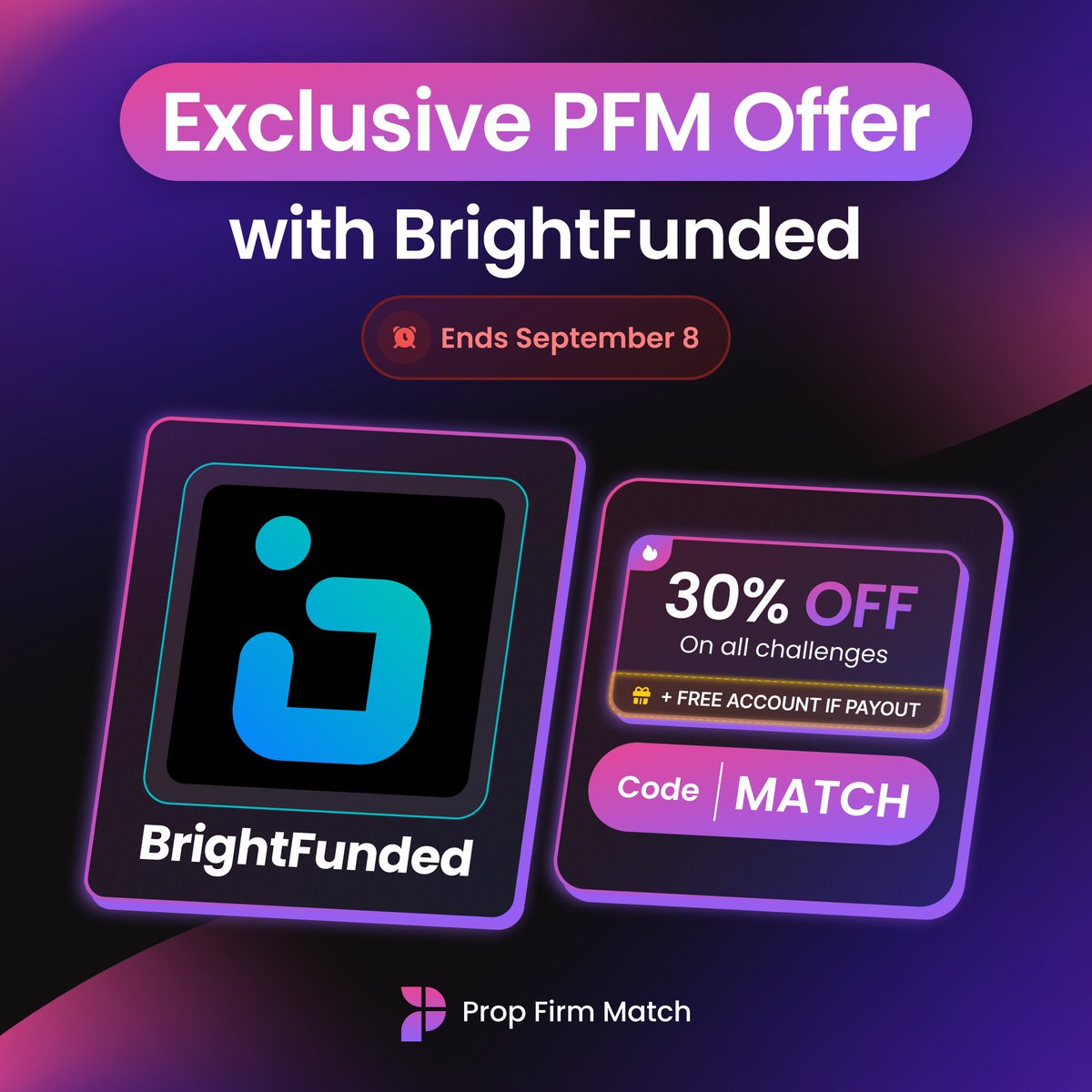 Exclusive Offer with <a href="/BrightFunded/">BrightFunded</a>  until September 8 🔥

🎁  30% off on all challenges + a free account upon payout

✅ Code MATCH