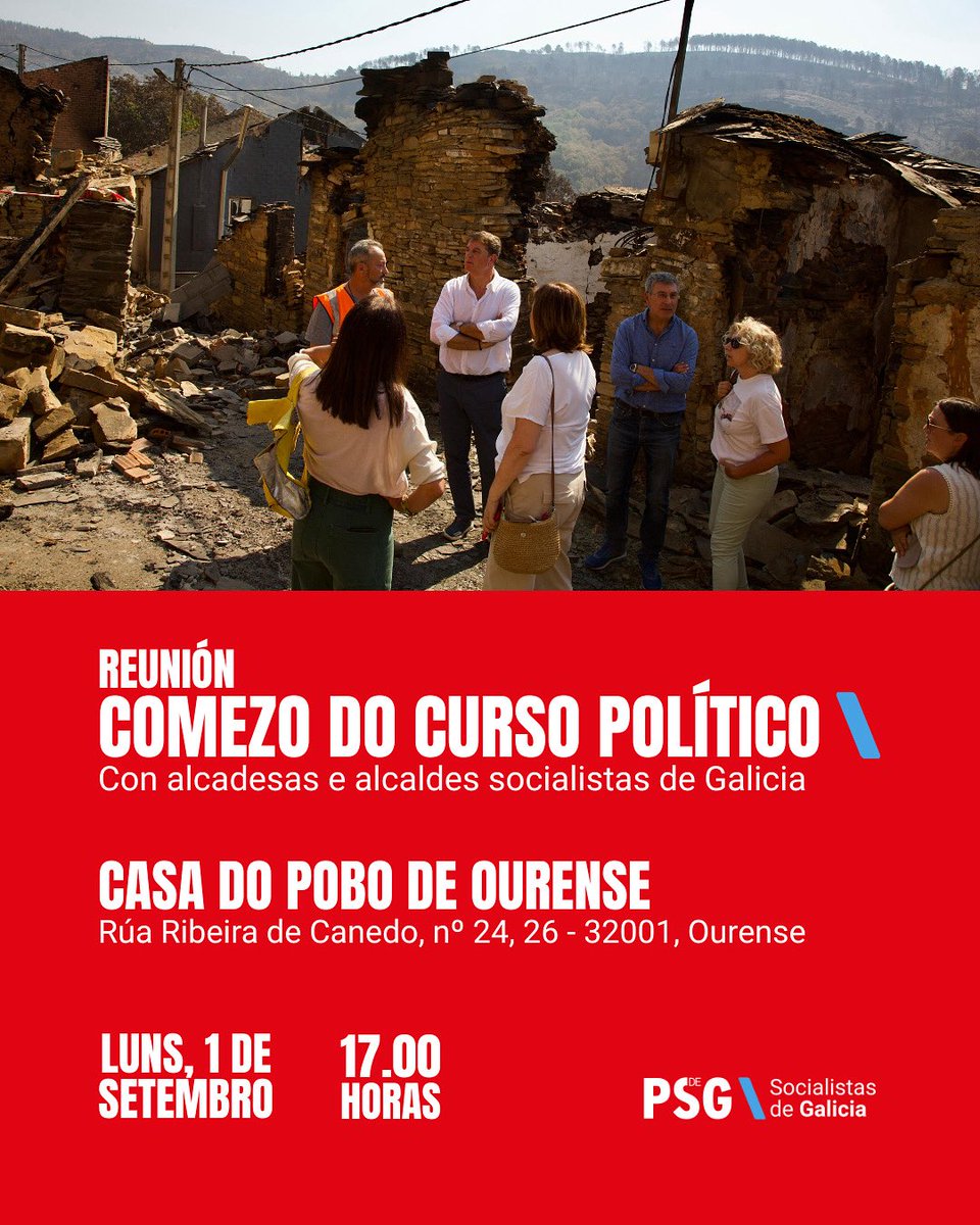 INICIO DO CURSO POLÍTICO | Ourense sufriu a vaga de lumes máis dura da historia.

Mentres o lume avanzaba, Rueda preferiu atacar ao Goberno antes que dar a cara.

Esta tarde xuntámonos en Ourense con alcaldesas e alcaldes socialistas para pechar medidas claras.

#AEsquerdaQuePode