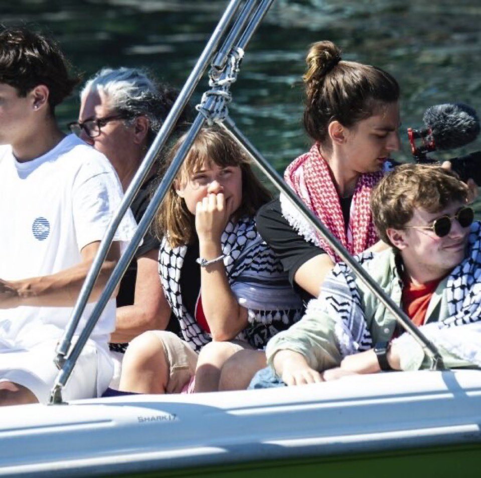 VividProwess's tweet photo. BREAKING: Greta Thunberg and her idiotic friends turned their boat back to Spain because of bad weather.

So much for "breaking the siege" of Gaza. https://t.co/oaXrdsvKW9