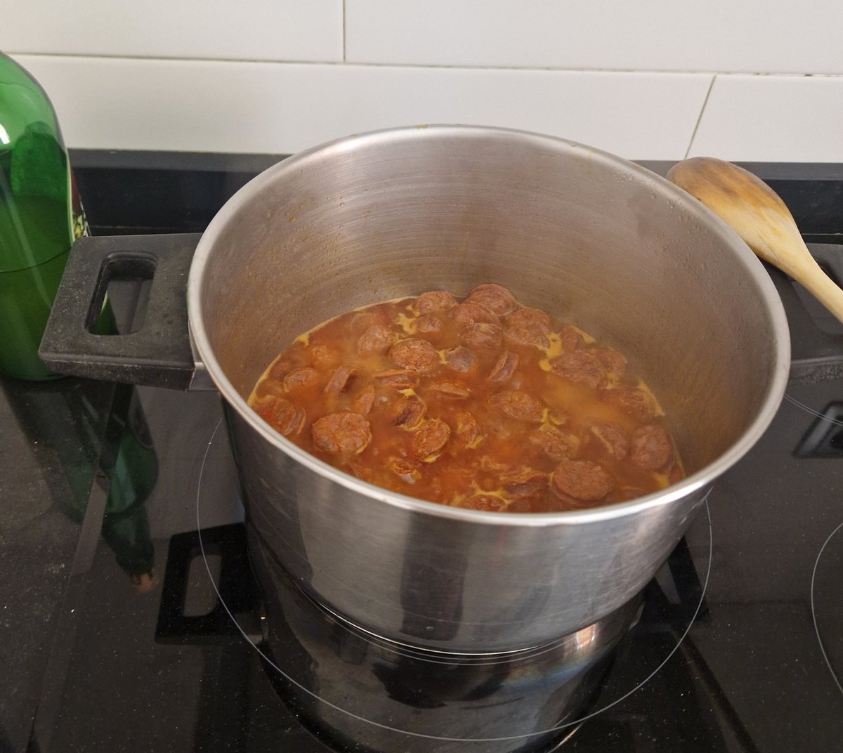 El chorizo frito siempre bien,  pero si es a la sidra 😋 #cocinacasera #chorizo