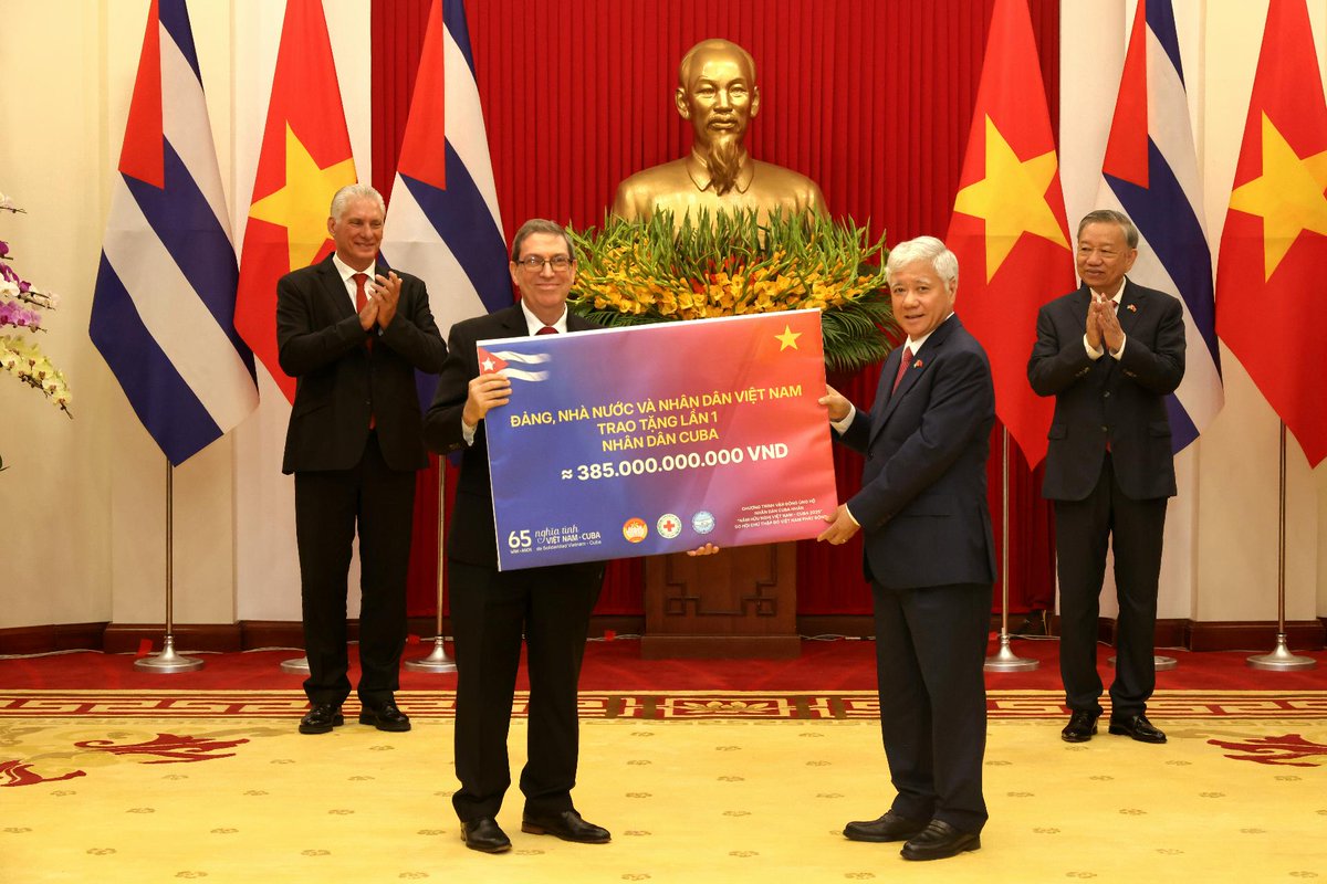 Agradecemos donativo recibido del pueblo vietnamita de 385 mil millones de Dong, equivalente a 14,5 millones de USD, en el que han participado hasta ahora 2 millones de personas.

Donación forma parte de la campaña "65 años de amistad #Vietnam-#Cuba".