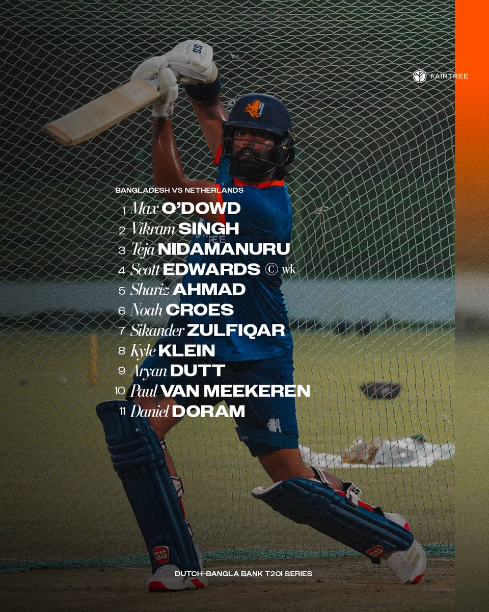Dutch 𝗫𝗜 in Bangladesh 📄

📺:
🇧🇩 (TV) - T Sports &amp; Nagorik TV
🇧🇩 (OTT) - Tapmad
🇵🇰 - Tapmad
🇮🇳 - Fancode
🌎 - Rest of the world - T Sports YouTube Channel: m.youtube.com/@TSportsbd/str…

#kncbcricket #kncbmen #fairtree #cricket #cricketlife #BANvNED