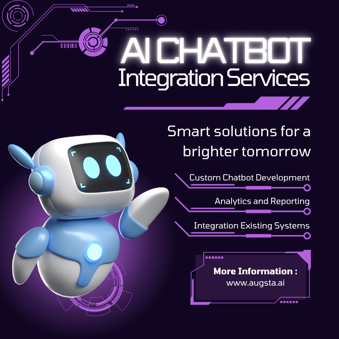 augsta_'s tweet image. From customer support to lead generation, our AI chatbots are built to solve, not just respond.

Visit: augsta.ai

#AIChatbot #ChatbotIntegration #AIServices #CustomerExperience #Automation #DigitalTransformation #AugstaAI #Augsta