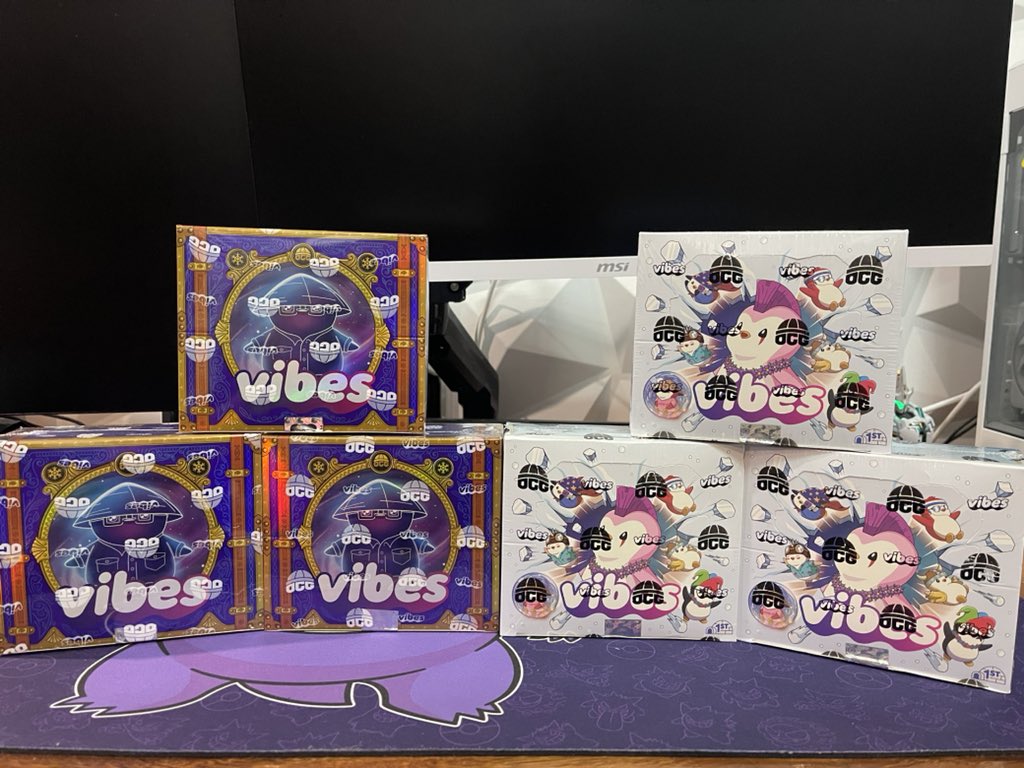 Just got home. Time to rip these boxes. For your <a href="/vibes_tcg/">Vibes (Pudgy TCG)</a> needs, message <a href="/LootStackPH/">Loot Stack</a>!