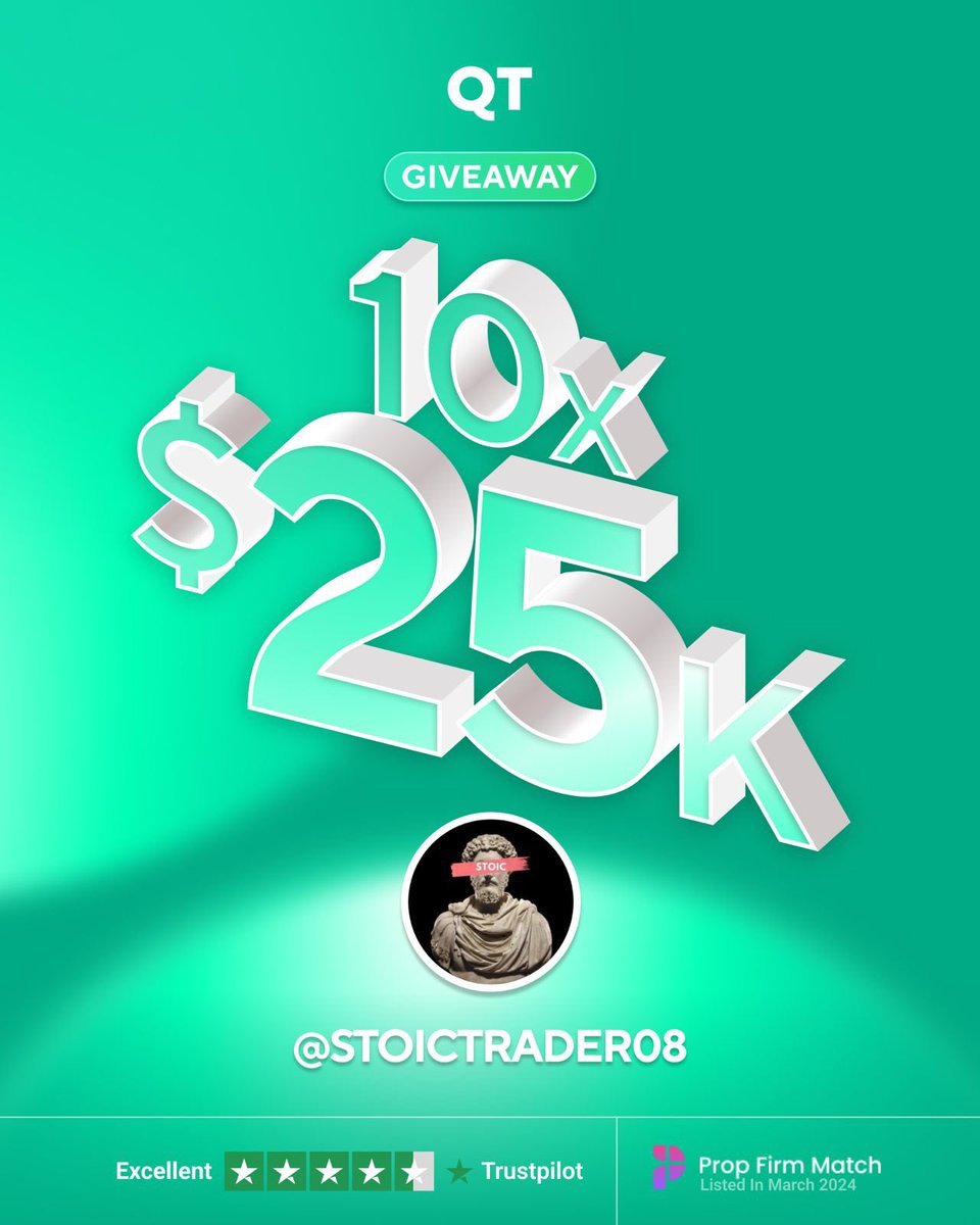 The Stoic Trader (@stoictrader08) on Twitter photo 🎁 Giveaway Giveaway Giveaway 🎁
10 X 25K Instant Funded Accounts
To Participate follow the below rules👇
1. Follow <a href="/stoictrader08/">The Stoic Trader</a> <a href="/AlexQuantTekel/">Alex</a> <a href="/JamesQuantTekel/">James</a> <a href="/QtFunded/">QT | FUNDED</a>
2. Go and register with your email on Qtfunded website
3. Repost the Tweet
4. Drop Screenshot 🎁 Giveaway Giveaway Giveaway 🎁
10 X 25K Instant Funded Accounts
To Participate follow the below rules👇
1. Follow <a href="/stoictrader08/">The Stoic Trader</a> <a href="/AlexQuantTekel/">Alex</a> <a href="/JamesQuantTekel/">James</a> <a href="/QtFunded/">QT | FUNDED</a>
2. Go and register with your email on Qtfunded website
3. Repost the Tweet
4. Drop Screenshot