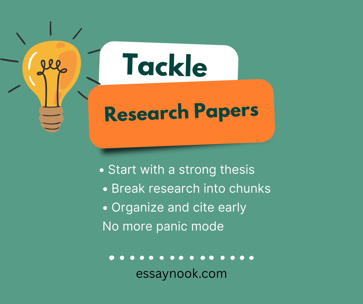 essaynook's tweet image. Research paper panic?
 1️⃣ Thesis first
 2️⃣ Sources second
 3️⃣ Cite as you go
Easy math. ➡️ essaynook.com #PaperWriting