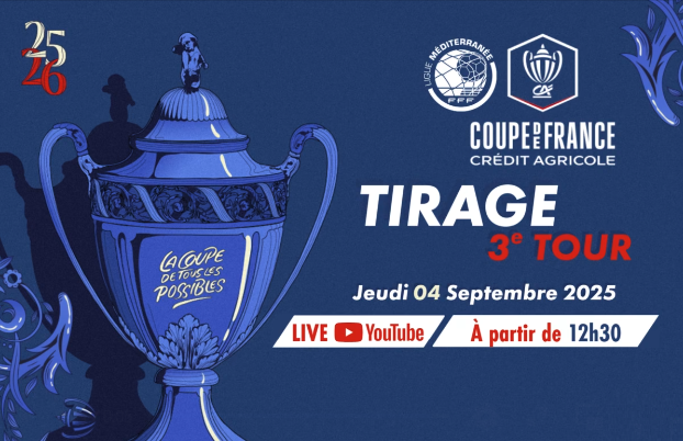 [COUPE DE FRANCE CA] Tirage du 3ème tour jeudi 4 septembre !

🏆 Le tirage du 3ème tour de la <a href="/coupedefranceCA/">Coupe de France Crédit Agricole</a> (entrée des clubs de National 3) sera effectué le jeudi 4 septembre 2025 (12h30).

👉 A suivre en direct sur youtube.com/@lmedfoot/stre…

#coupedefrance #tirage #lmedfoot