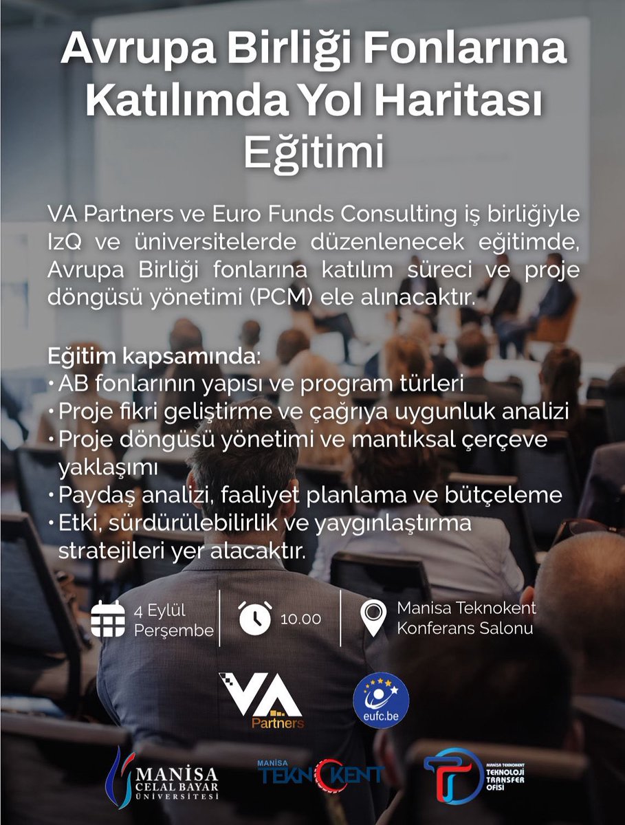 📢 “AB Fonlarına Katılımda Yol Haritası” eğitimi Manisa Teknokent’te!

📅 4 Eylül, 🕙 10:00

AB projeleri ve başvuru süreçlerini öğrenmek için formu doldurun 👉 forms.gle/aYLR2enAB8MBjP…