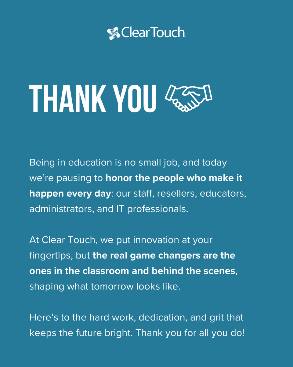 Happy Labor Day 🇺🇸 Grateful for our Clear Touch family, partners, educators, IT pros &amp; staff, who make “interacting differently” more than tech. Here’s to the people who keep changing the game 💡💪 

#LaborDay #GetClearTouch