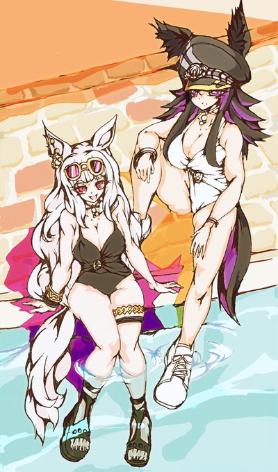 ⛱️🚢Still hot🚓⛱️
#ウマ娘
#umamusume 
#フェノーメノ
#Fenomeno 
#ゴールドシップ
#goldship 