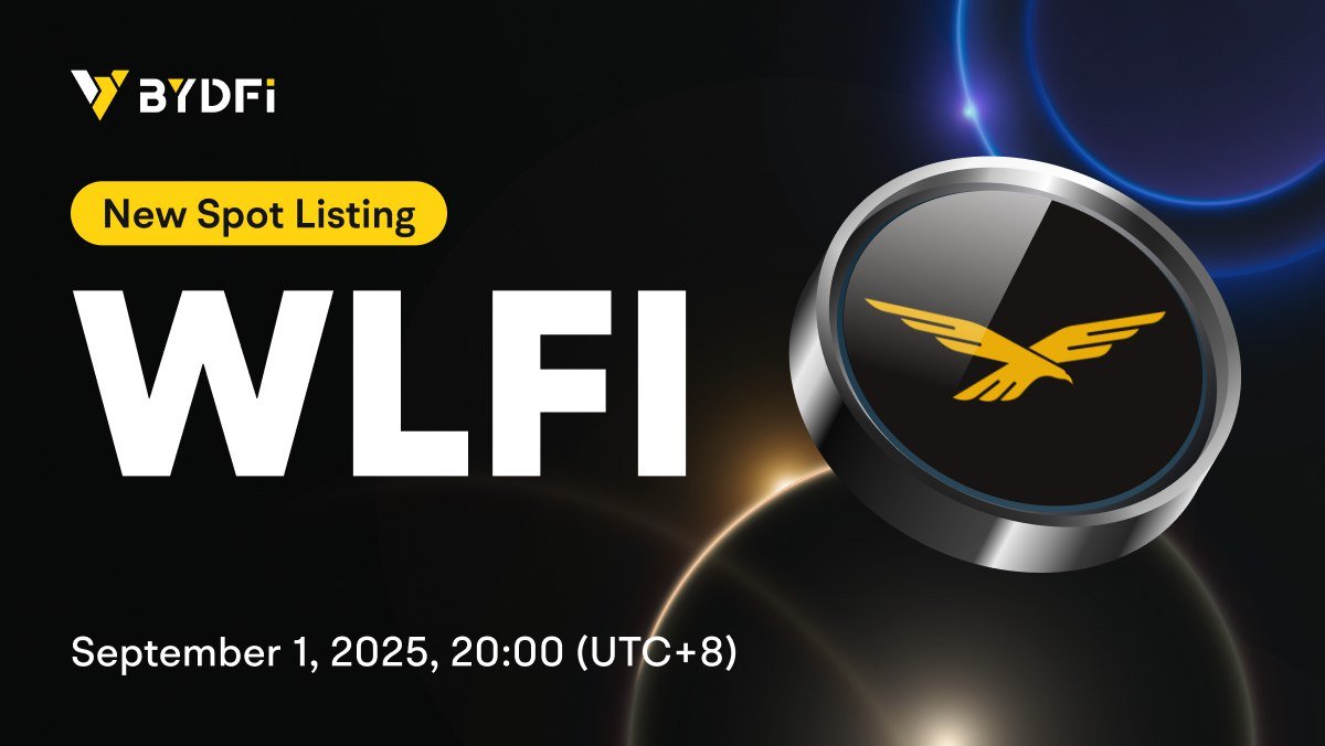 🦅 $WLFI lands on BYDFi The most-watched ticker of the week is now trading!  ⏰ Starts: 2025/09/01 20:00 (UTC+8) 🔥 Pair: WLFI/USDT @worldlibertyfi 👉  Trade now: https://t.co/H4rjz950Tq