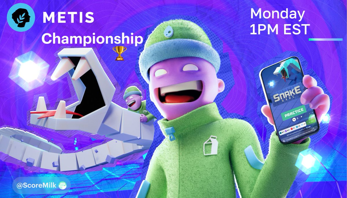 Start the week off on the Metis Championship!🏆

TODAY at New Time – Let's stack them points!
📅 Mon, September 1st | 🕕 1PM EST
🎮 Main Game: Snake Game → Top 10 score
🍬 Side Game: Candy Rush → Top 5 score
📍 Join us: [discord.gg/r7Pp9ST6hE]

Your journey to the Metis prize