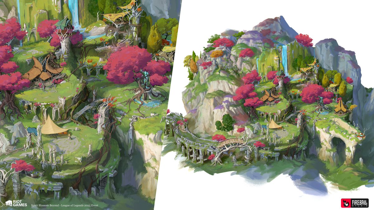 From ancient ruins to a living sanctuary. 🌿 This piece for Spirit  Blossom Beyond was a fantastic challenge: designing a temple that  evolves through time. Can you spot the different  architectures ?