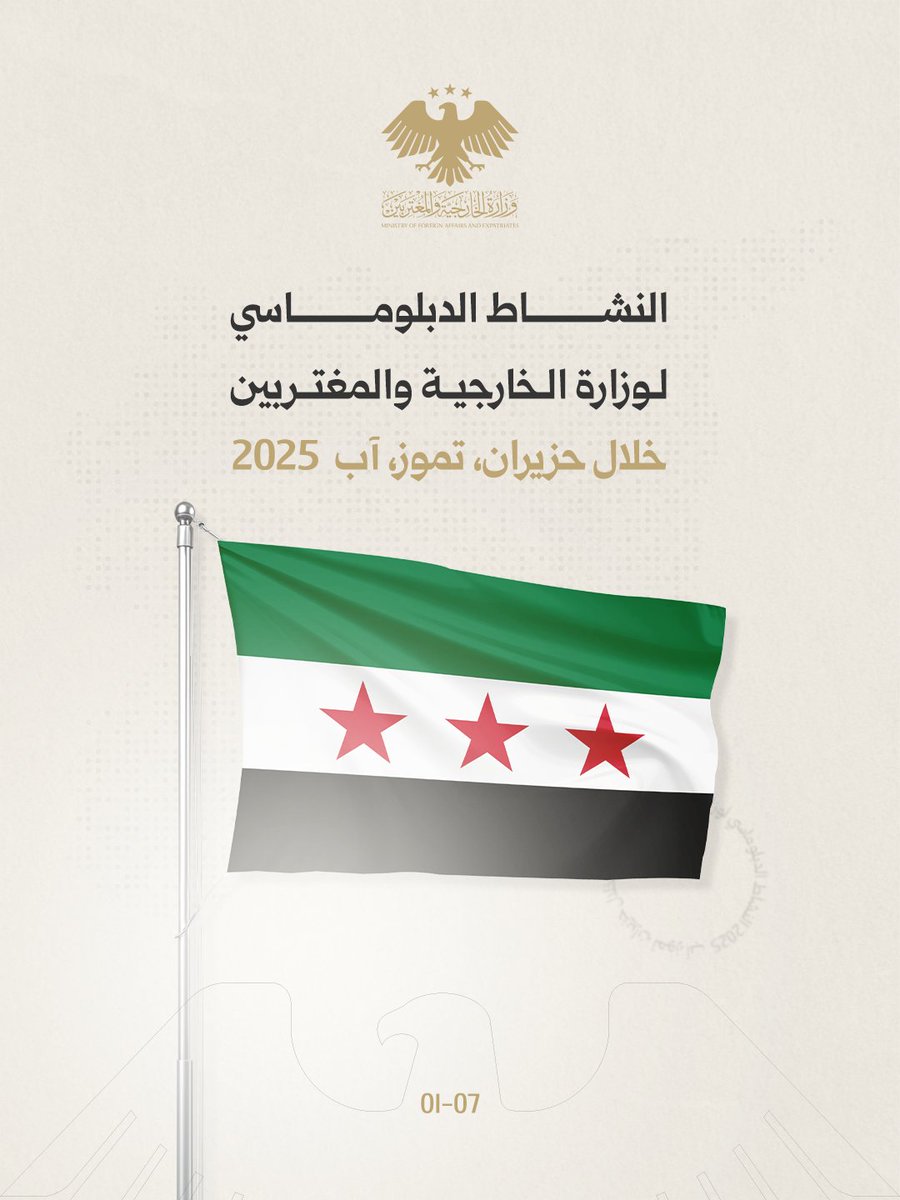 النشاط الدبلوماسي لوزارة الخارجية والمغتربين خلال حزيران، تموز، آب 2025