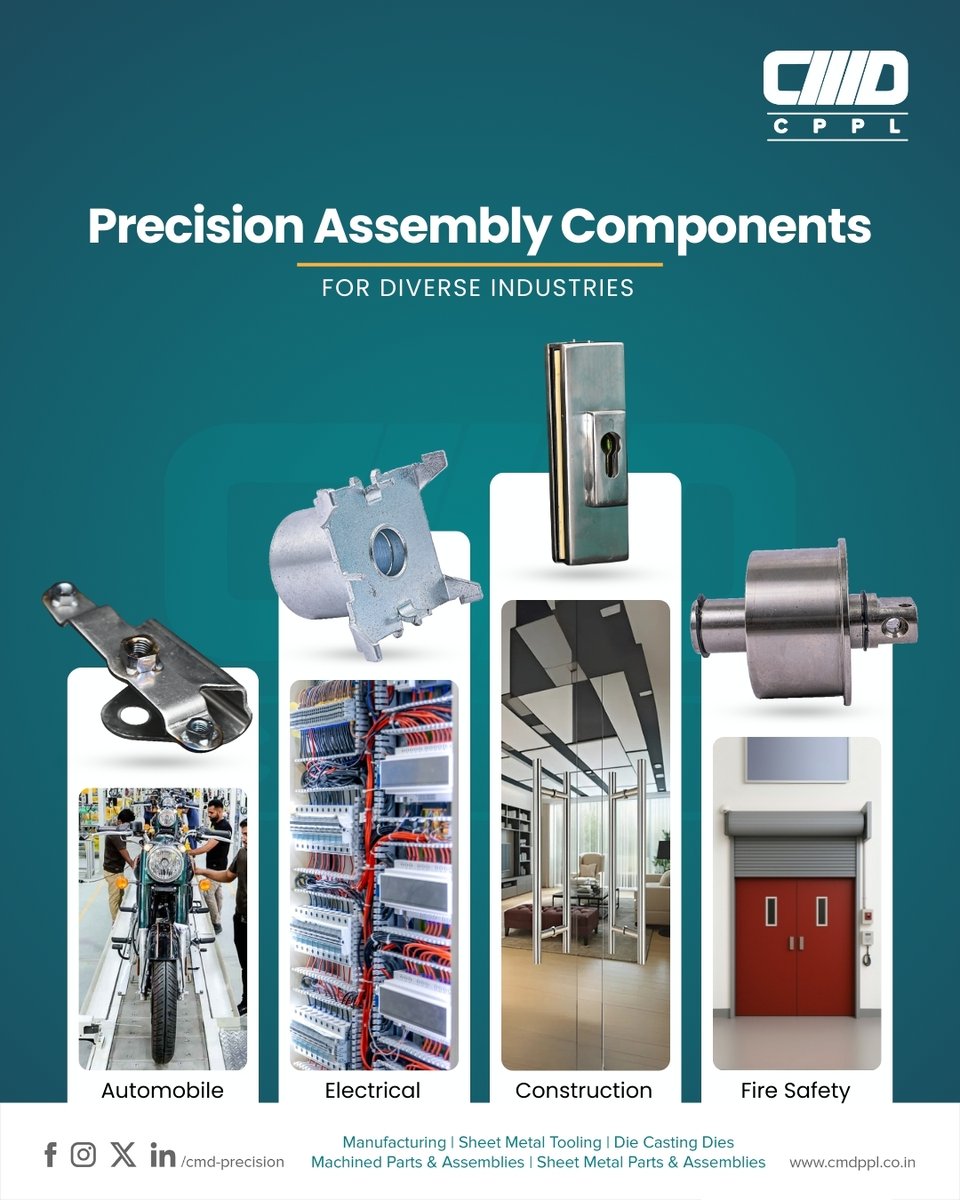 Cmd_Precision's tweet image. From automobiles to electricals, construction to fire safety, our precision assembly components are built for reliability and performance across industries.

#CMD #CPPL #PrecisionProducts #AssemblyComponents #Manufacturesinchennai